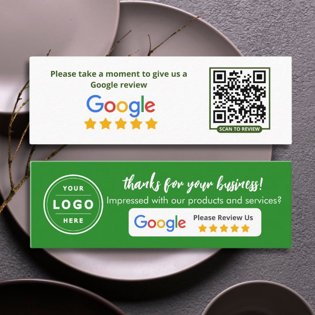 Google Busness Review Green Minimalist Calling Card (Google Review Request)