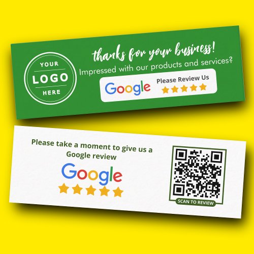 Google Busness Review Green Minimalist Calling Card
