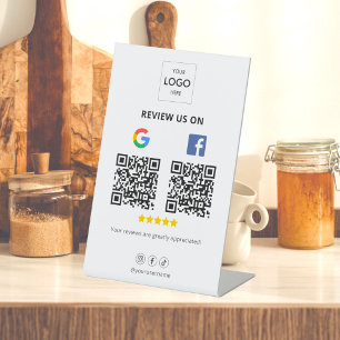 Google Facebook Review QR Code Pedestal Sign