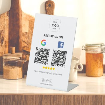 Google Facebook Review Qr Code Pedestal Sign by CrispinStore at Zazzle