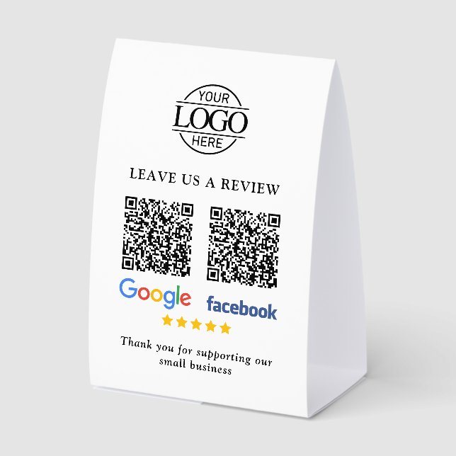 Google & Facebook Reviews QR Code Tabletop Sign (Front)