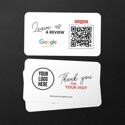 Google Leave us Review QR Code Business Thank you Business Card