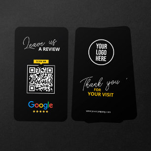 Google Leave us Review QR Code Business Thank you Card