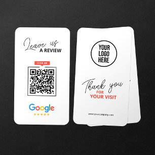 Google Leave us Review QR Code Business Thank you Card