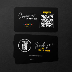 Google Leave us Review QR Code Business Thank you Card
