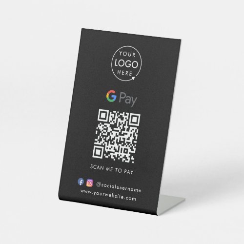 Google Pay QR Code  Black Contactless Payment Pedestal Sign