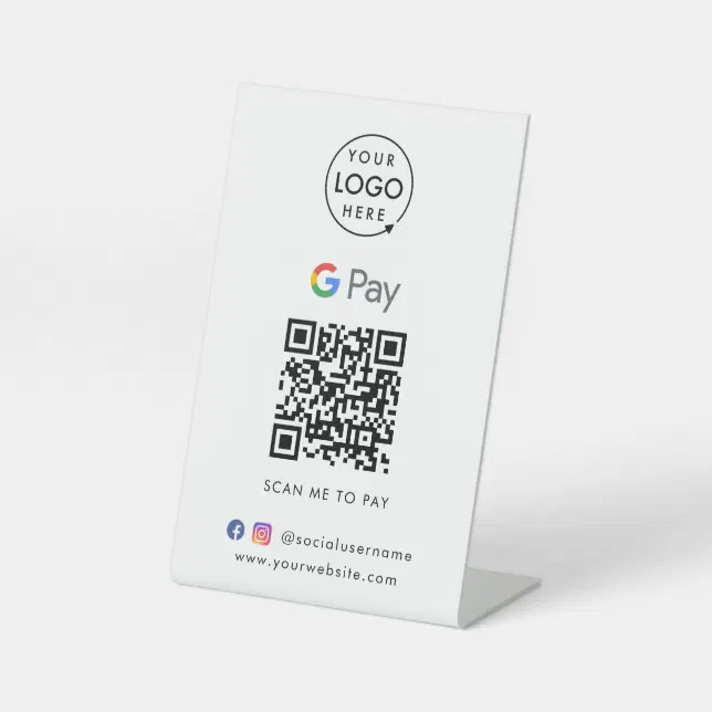 Google Pay QR Code | Contactless Payment Business Pedestal Sign | Zazzle