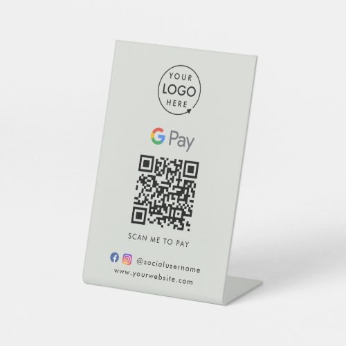 Google Pay QR Code  Contactless Payment Gray Pedestal Sign