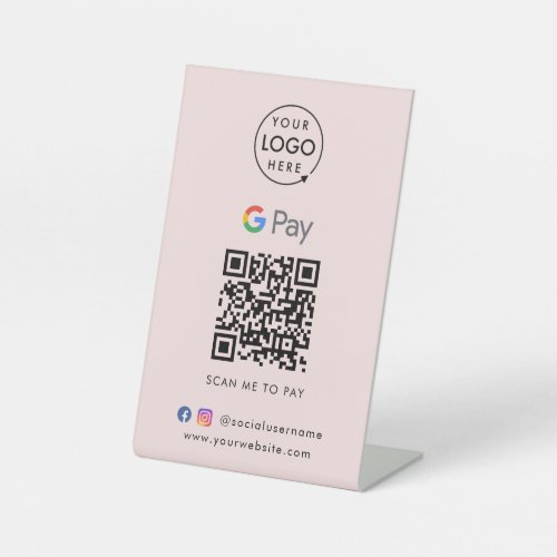 Google Pay QR Code  Contactless Payment Pink Pedestal Sign