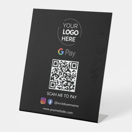  Google Pay QR Code Payment  Scan to Pay Black Pedestal Sign