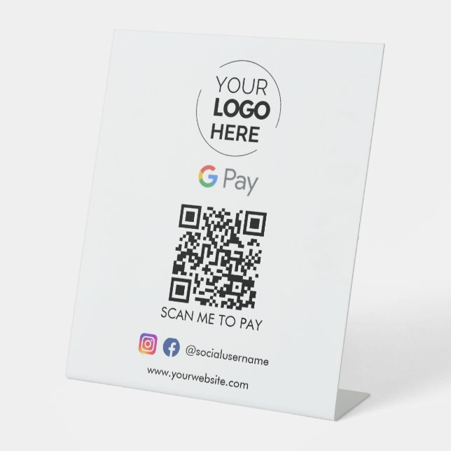  Google Pay QR Code Payment | Scan to Pay Business Pedestal Sign (Front)