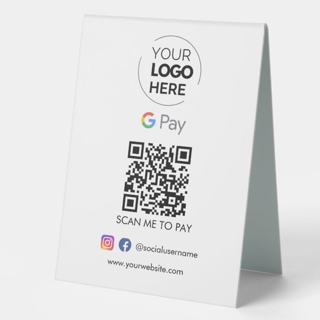 Google Pay QR Code Payment | Scan to Pay Business Table Tent (Front)