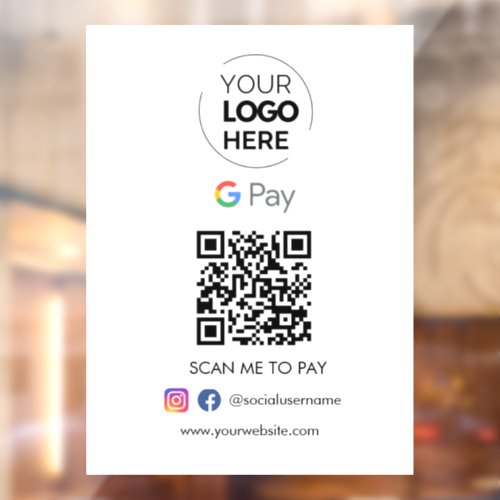  Google Pay QR Code Payment  Scan to Pay Business Window Cling