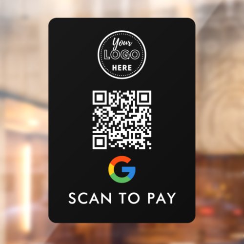Google Pay QR Code Scan to Pay Modern Logo Black Window Cling