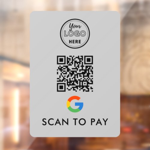 Google Pay QR Code Scan to Pay Modern Logo Grey Window Cling