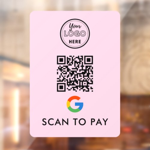 Google Pay QR Code Scan to Pay Modern Logo Pink Window Cling