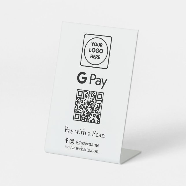 Google Pay QR | Contactless Digital Payment  Pedestal Sign (Front)