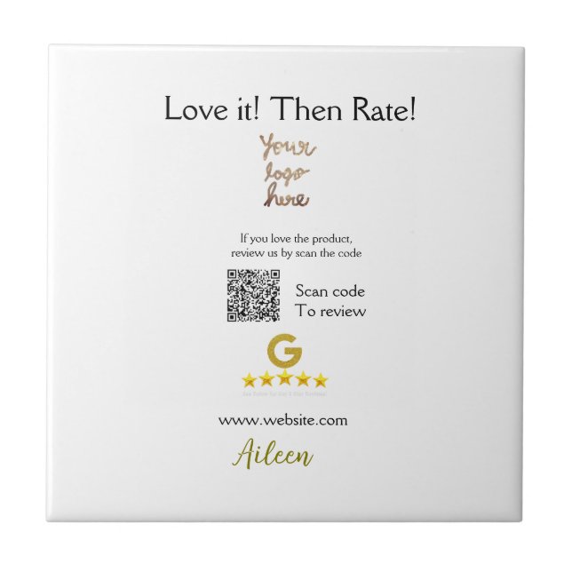 Google rate us review order purchase business QR Ceramic Tile (Front)