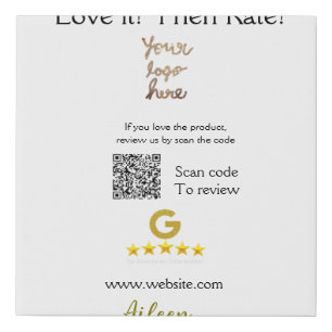 Google rate us review order purchase business QR Faux Canvas Print
