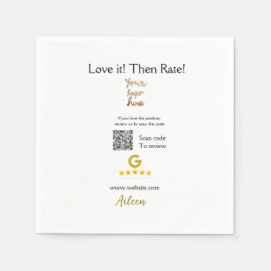 Google rate us review order purchase business QR Napkins