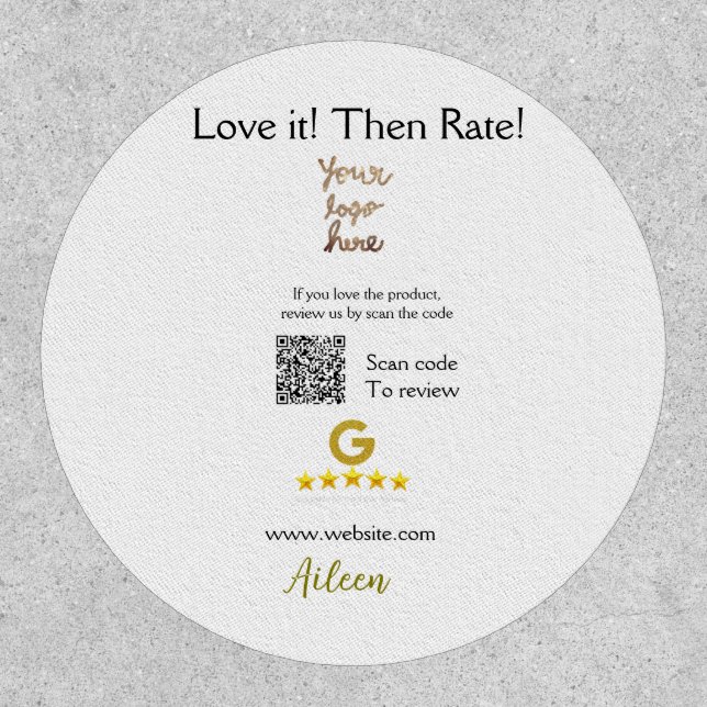 Google rate us review order purchase business QR Patch (Front)
