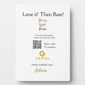 Google rate us review order purchase business QR Plaque
