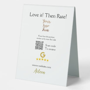 Google rate us review order purchase business QR Table Tent