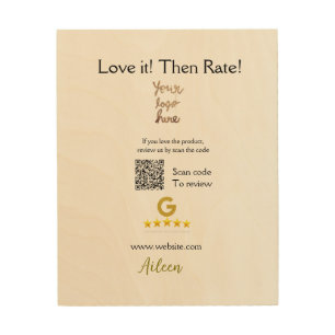 Google rate us review order purchase business QR Wood Wall Art