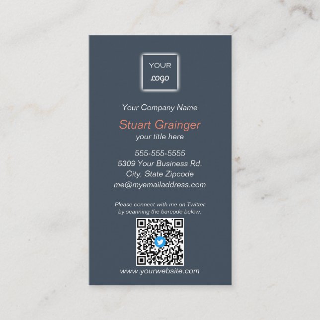 Google Review - Business Card - Twitter QR Link (Front)