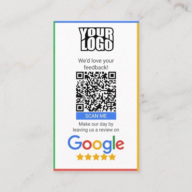 Google Review Business Card with coupon cutoff (Front)