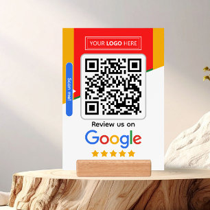 Google Review Business Card with Logo and QR Code Holder