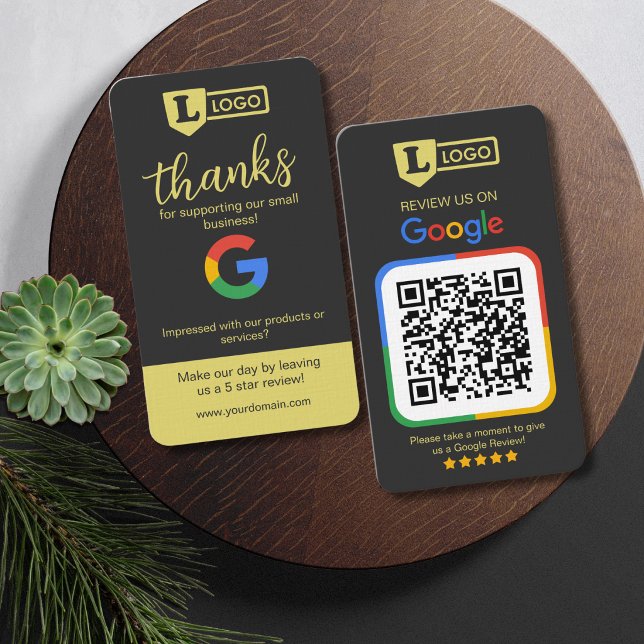 Google Review Business Cards with QR Code Charcoal (Google review business cards)