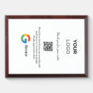 Google review business logo Scan QR review Award Plaque