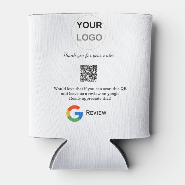 Google review business logo Scan QR review Can Cooler (Front)