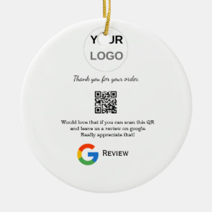 Google review business logo Scan QR review Ceramic Ornament