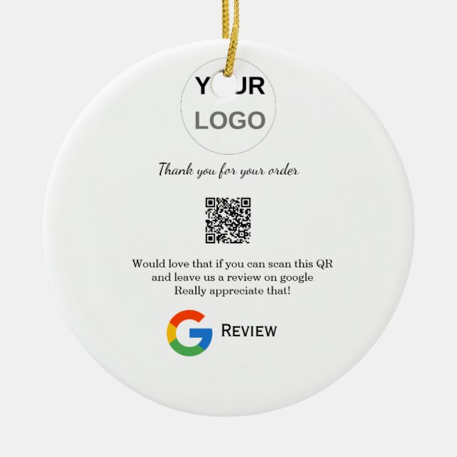 Google review business logo Scan QR review Ceramic Ornament (Front)