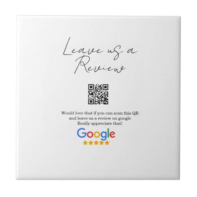 Google review business logo Scan QR review Ceramic Tile (Front)