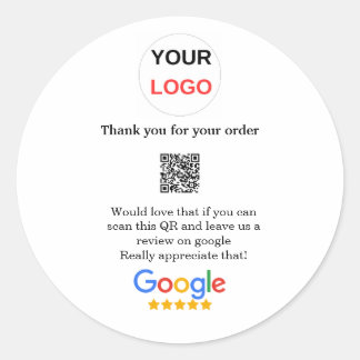 Google review business logo Scan QR review Classic Round Sticker