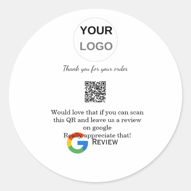 Google review business logo Scan QR review Classic Round Sticker (Front)