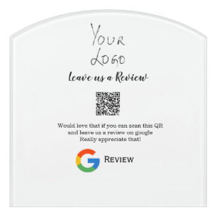 Google review business logo Scan QR review Door Sign