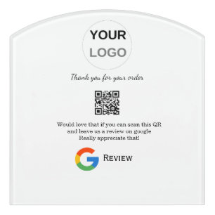 Google review business logo Scan QR review Door Sign