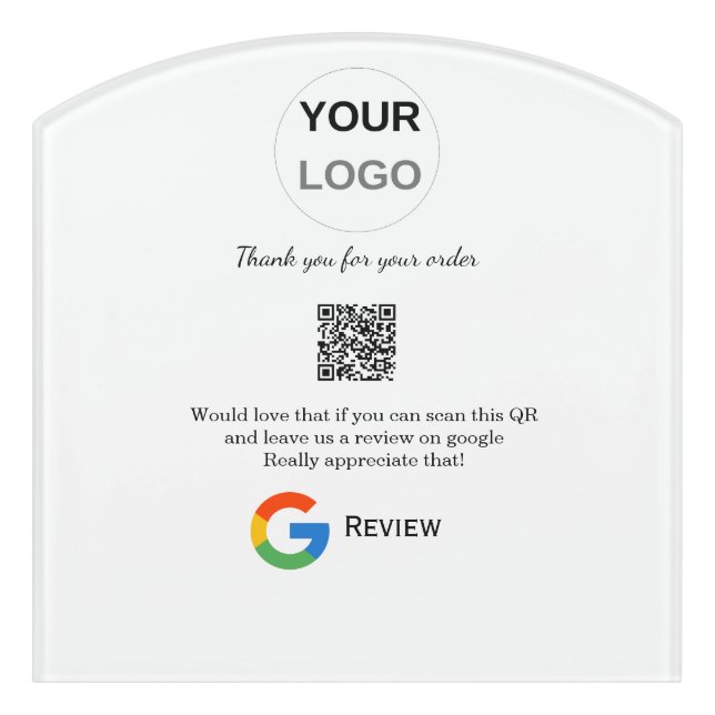 Google review business logo Scan QR review Door Sign (Contour Front)