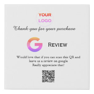 Google review business logo Scan QR review Faux Canvas Print