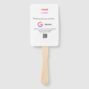 Google review business logo Scan QR review Hand Fan