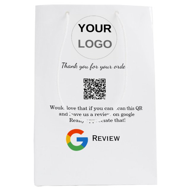 Google review business logo Scan QR review Medium Gift Bag (Front)
