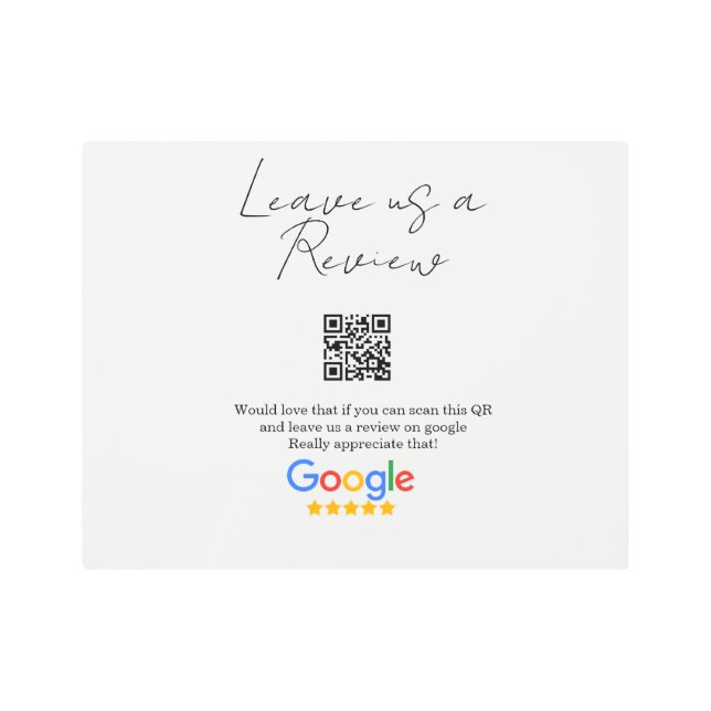 Google review business logo Scan QR review Metal Print (Front)