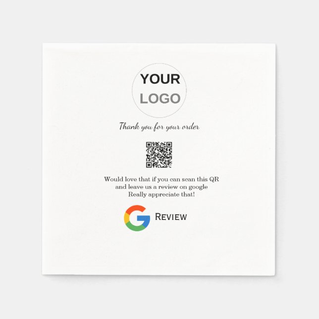 Google review business logo Scan QR review Napkins (Front)