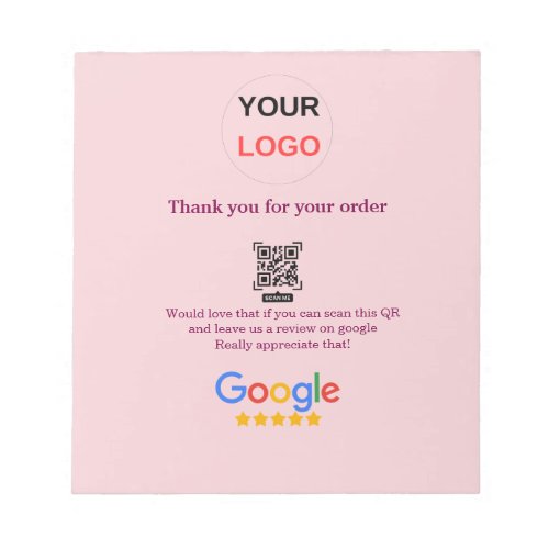Google review business logo Scan QR review Notepad