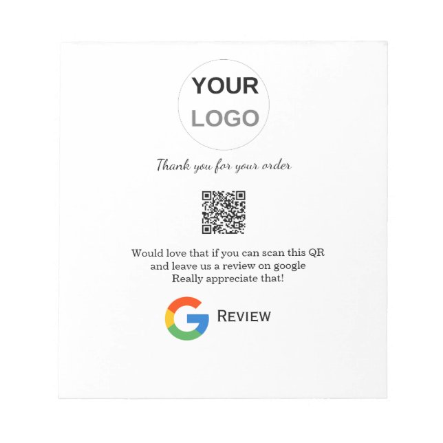 Google review business logo Scan QR review Notepad (Front)
