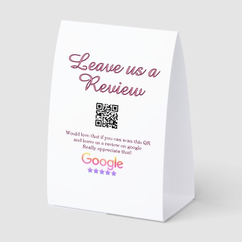 Google review business logo Scan QR review Paper Table Tent